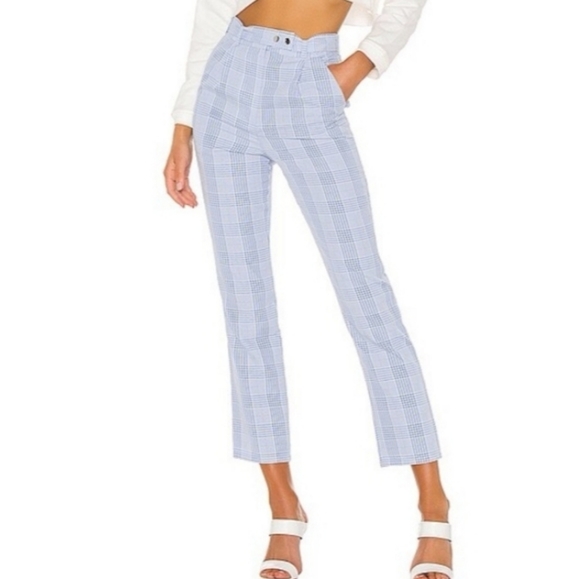 Lovers + Friends Blue Plaid Cropped Pants - Picture 1 of 5
